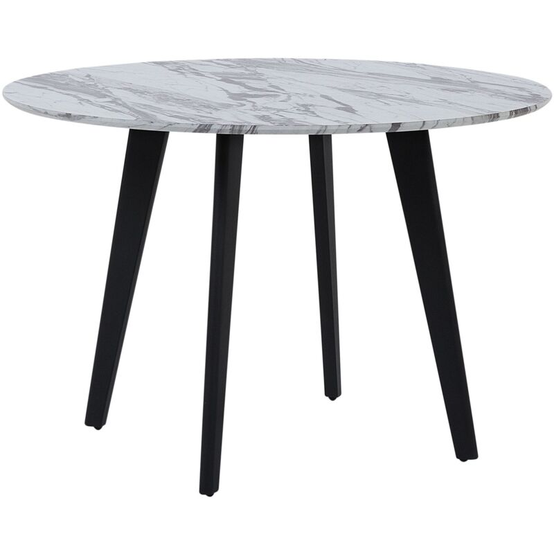 foto del prodotto tavolo da pranzo tondo mdf effetto marmo gambe in metallo nero 110 cm mosby
