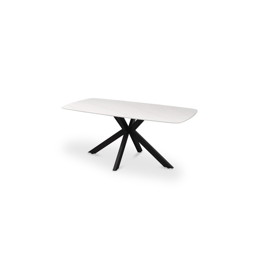 foto del prodotto tavolo da pranzo vinci lunghezza 180cm con piano di 10mm in pietra effetto marmo bianco.