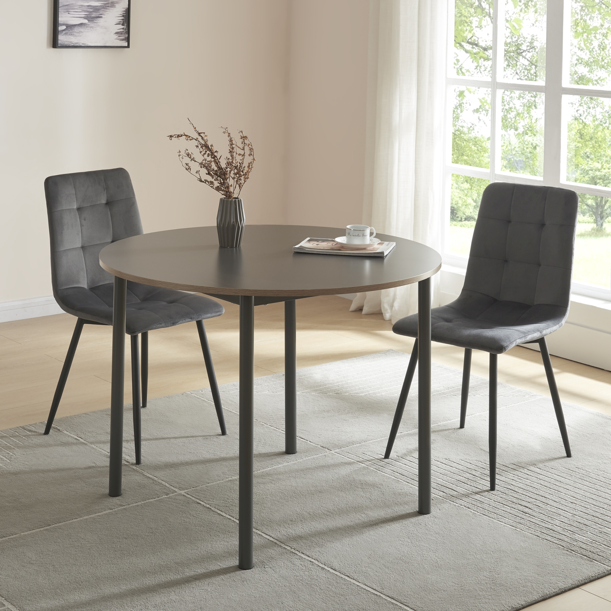 foto del prodotto tavolo da sala pranzo lindesberg 100 cm grigio en.casa 