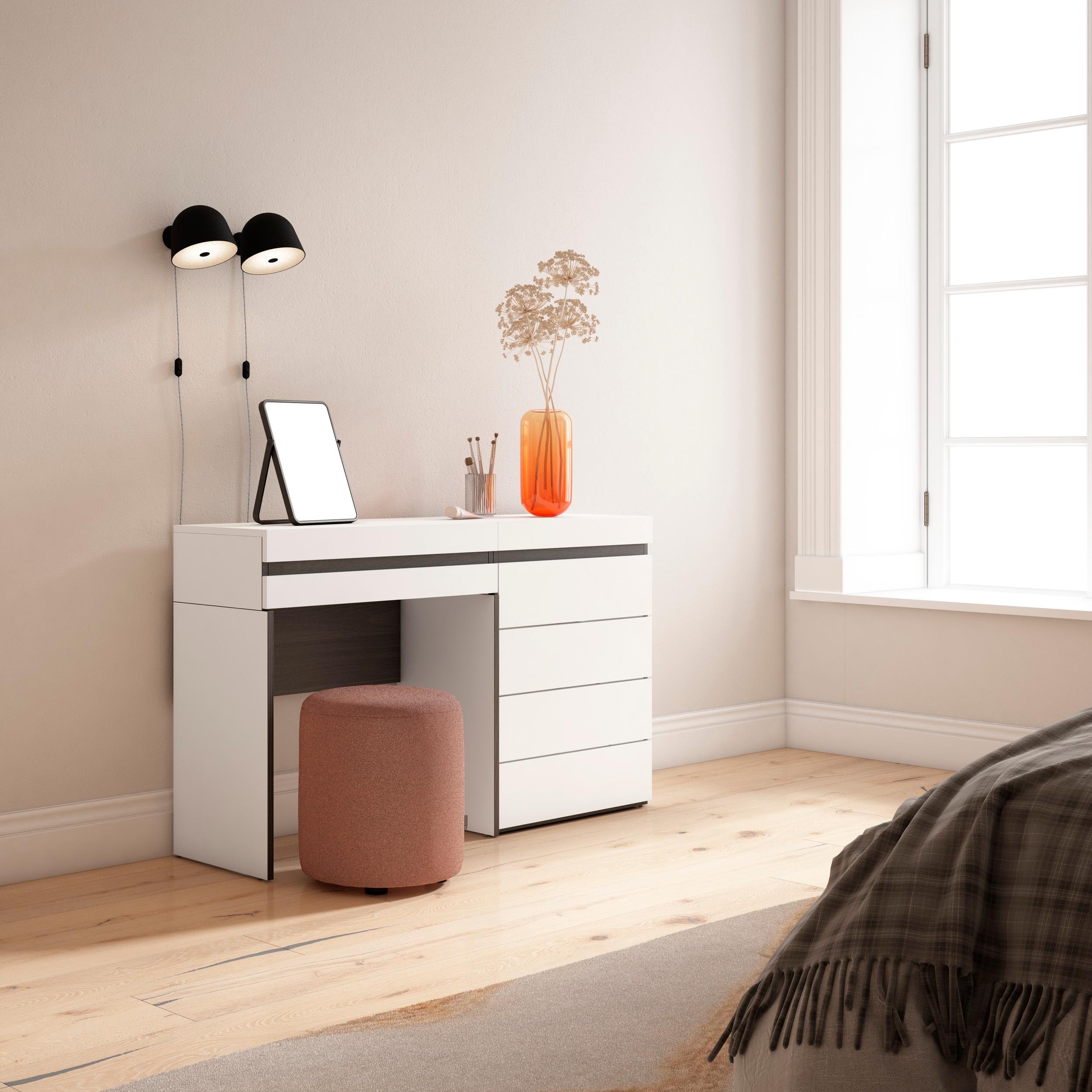 foto del prodotto tavolo da toeletta, 127x35x75cm, con cassetto, cassettiera, bianco rf3451