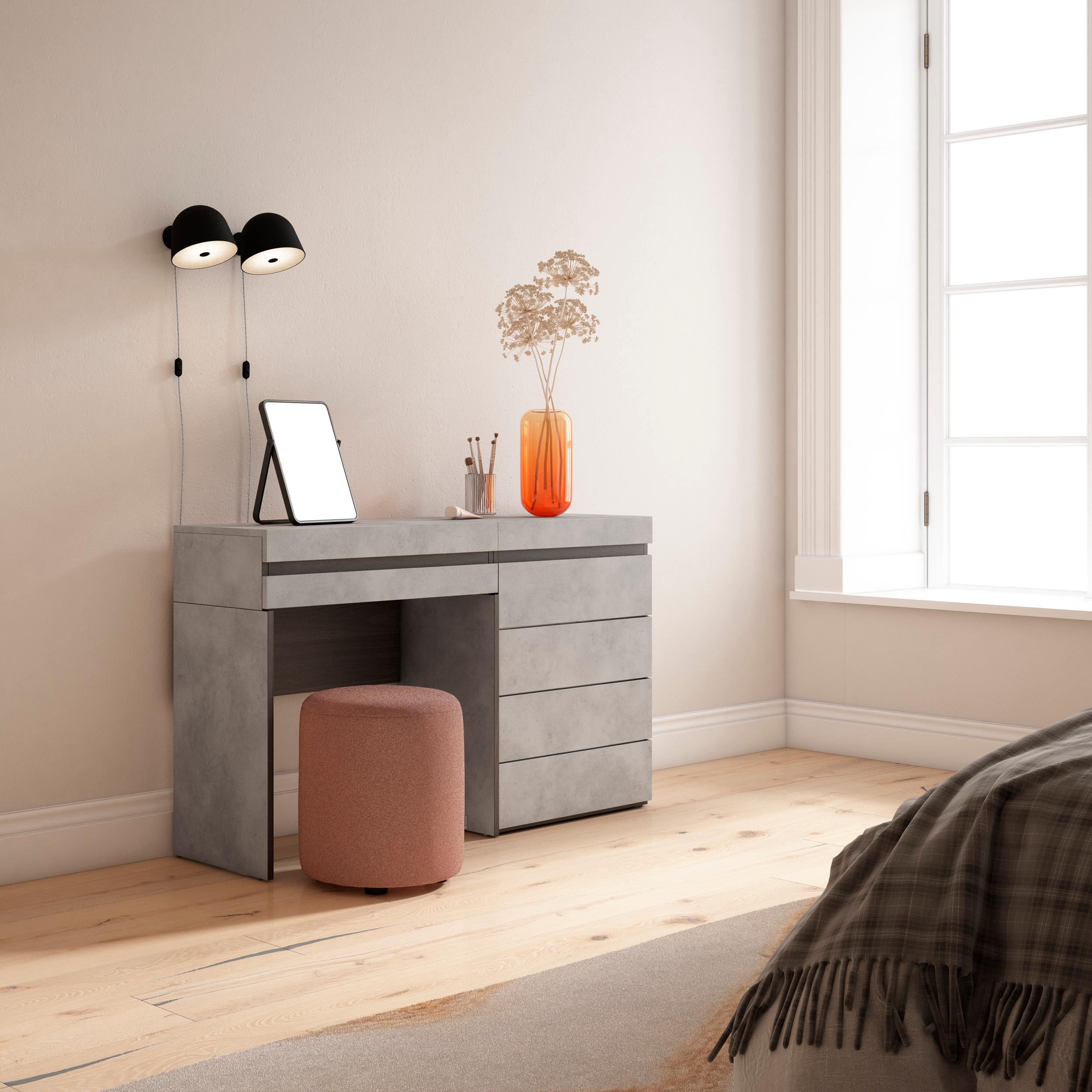 foto del prodotto tavolo da toeletta, 127x35x75cm, con cassetto, cassettiera, grigio cemento rf3461