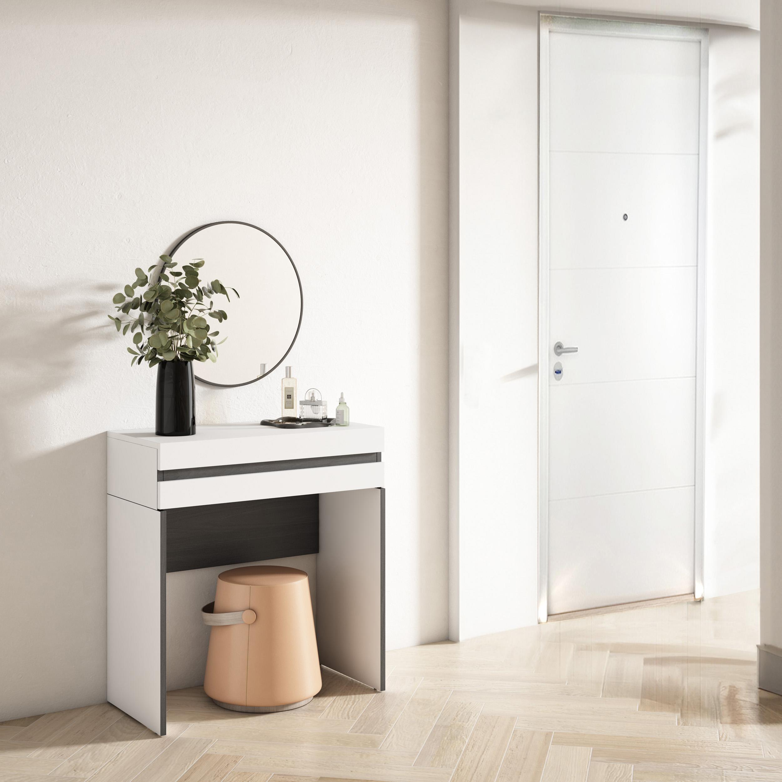 foto del prodotto tavolo da toeletta, 70x35x75cm, con cassetto, camera da letto, bianco rf3450