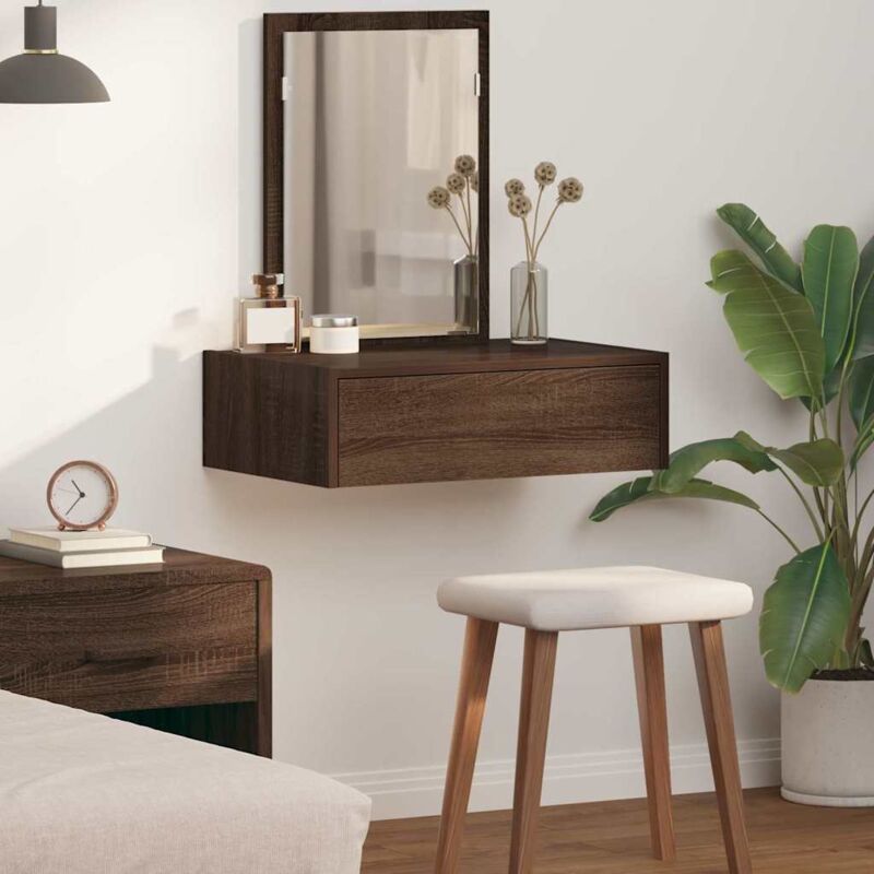 foto del prodotto tavolo da toeletta a muro rovere marrone 60x40x70 cm vidaxl
