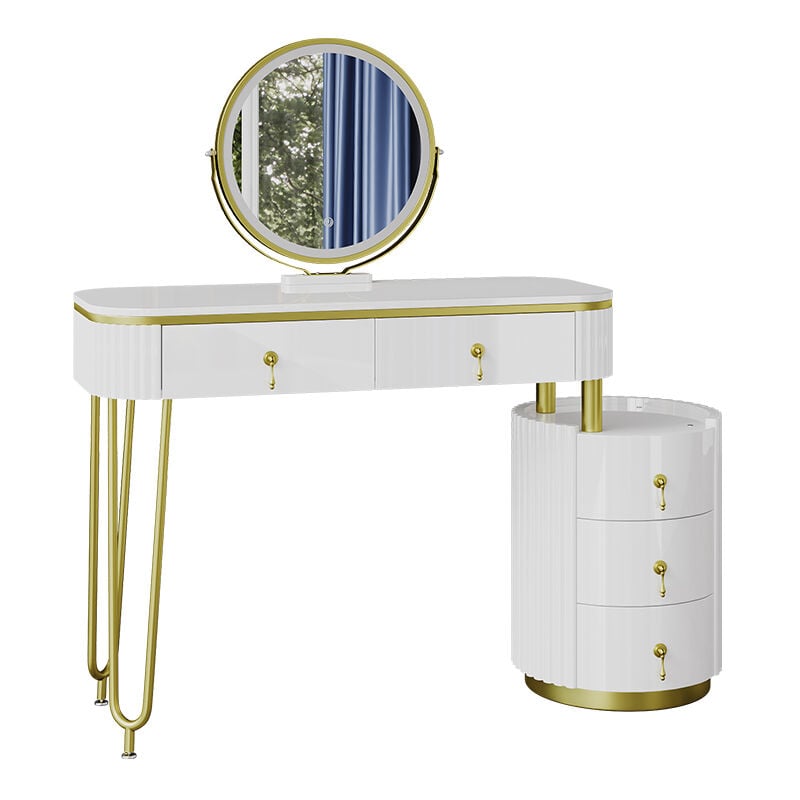 foto del prodotto tavolo da toeletta charl ne, bianco, 100 cm con specchio a led vicco