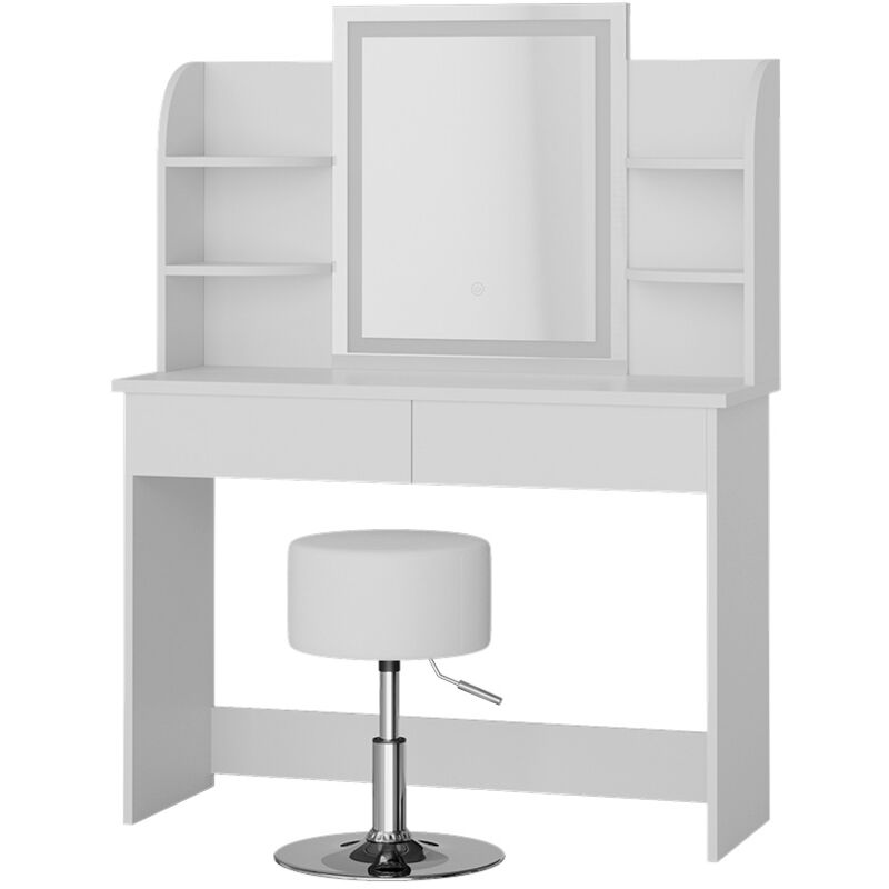 foto del prodotto tavolo da toeletta charlotte, bianco, 106 cm con specchio e sgabello a led vicco