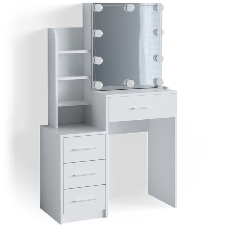 foto del prodotto tavolo da toeletta conrada, bianco, 80 cm con illuminazione a led vicco