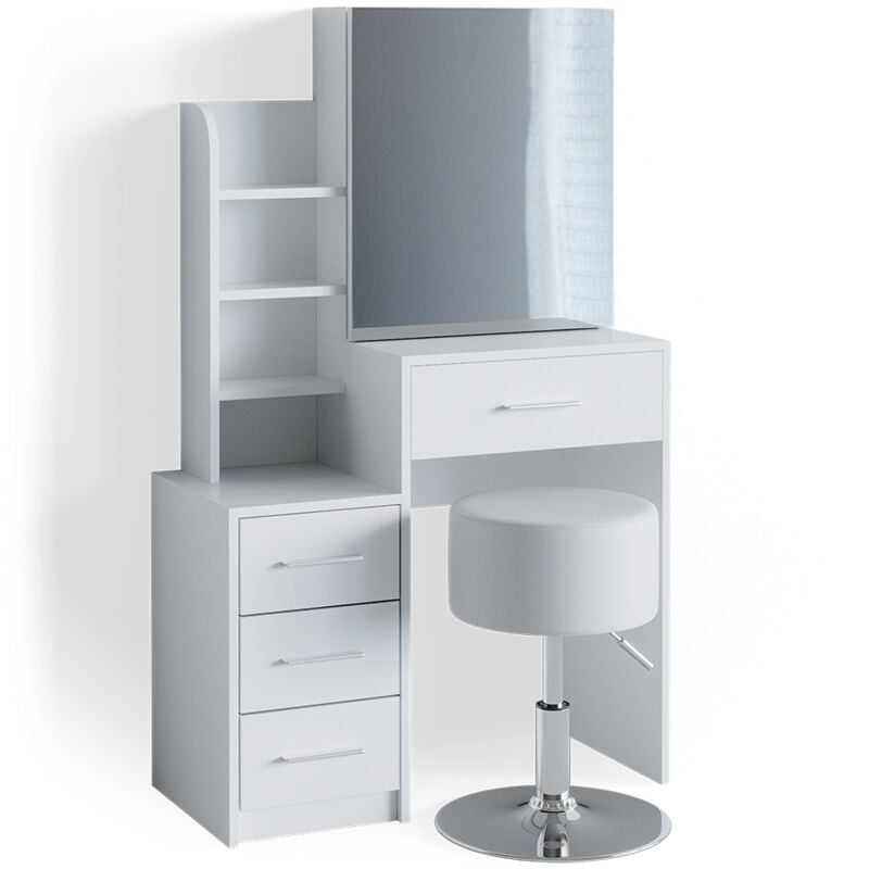 foto del prodotto tavolo da toeletta conrada, bianco, 80 cm con sgabello, vicco