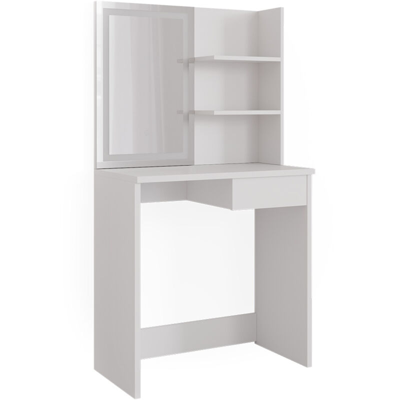 foto del prodotto tavolo da toeletta dekos, bianco, 75 cm con specchio a led vicco