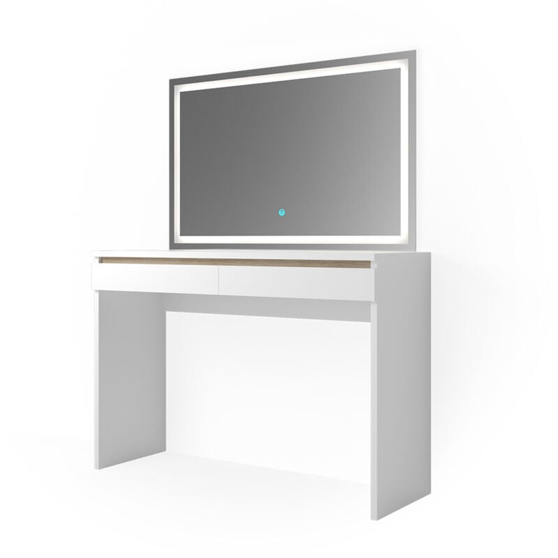 foto del prodotto tavolo da toeletta emma, bianco, 120 cm con specchio a led vicco