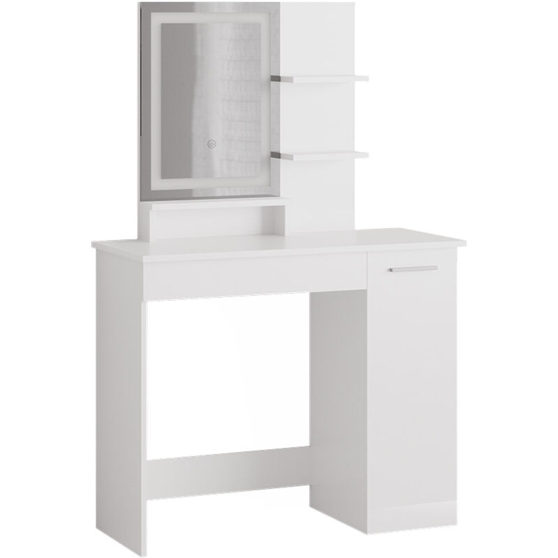 foto del prodotto tavolo da toeletta julia, bianco, 90 cm con specchio a led vicco