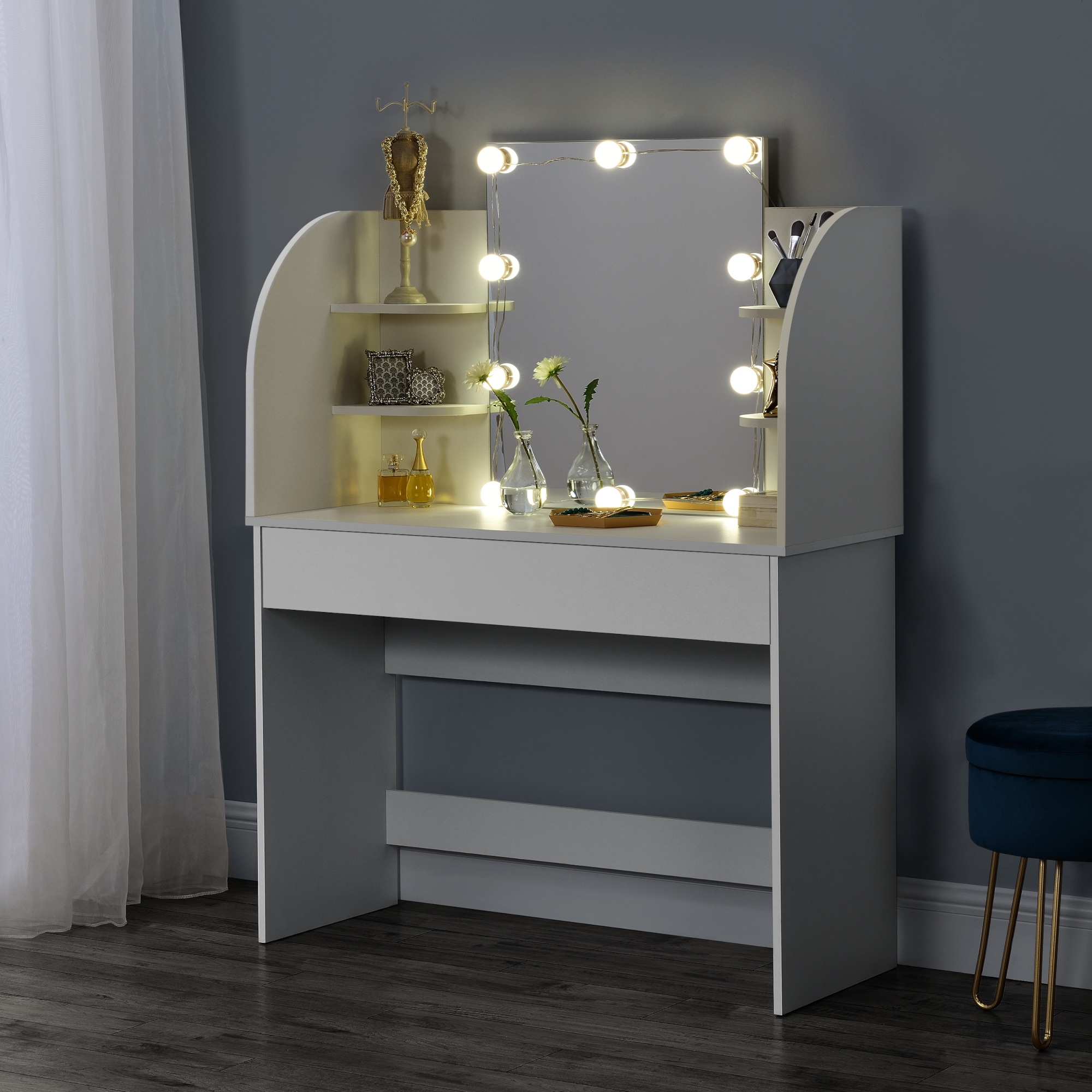 foto del prodotto tavolo da toeletta k la con led bianco en.casa 