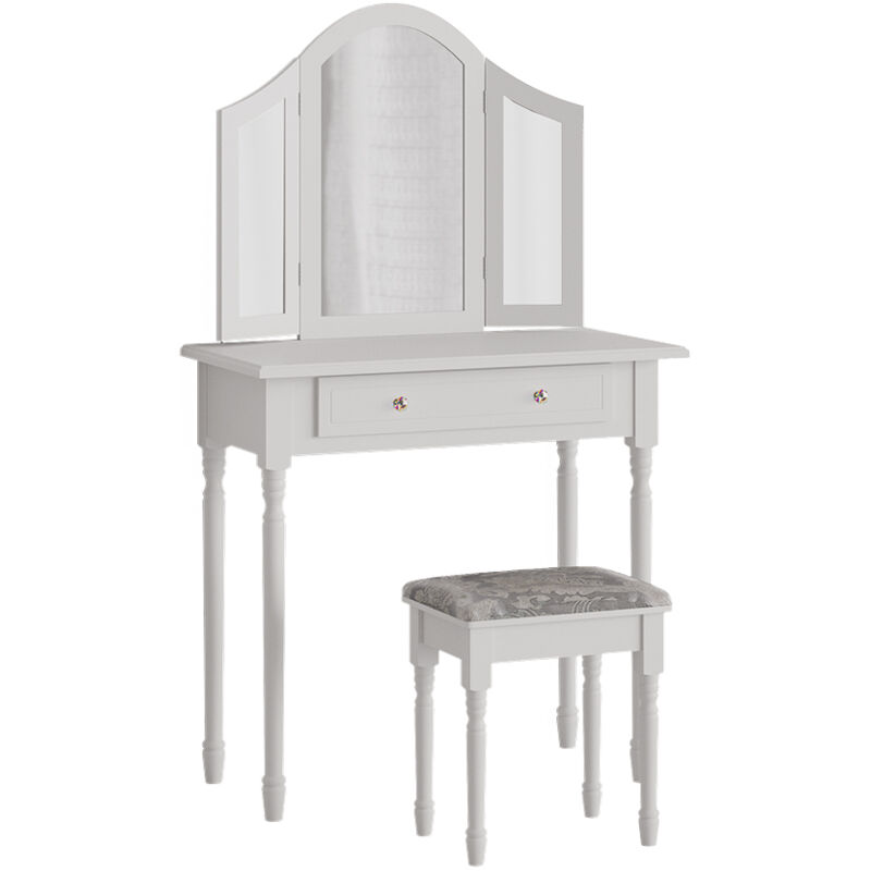 foto del prodotto tavolo da toeletta kate, bianco, 80 cm con sgabello vicco