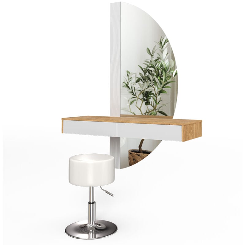 foto del prodotto tavolo da toeletta melisa, bianco, 120 cm con illuminazione led e sgabello, vicco