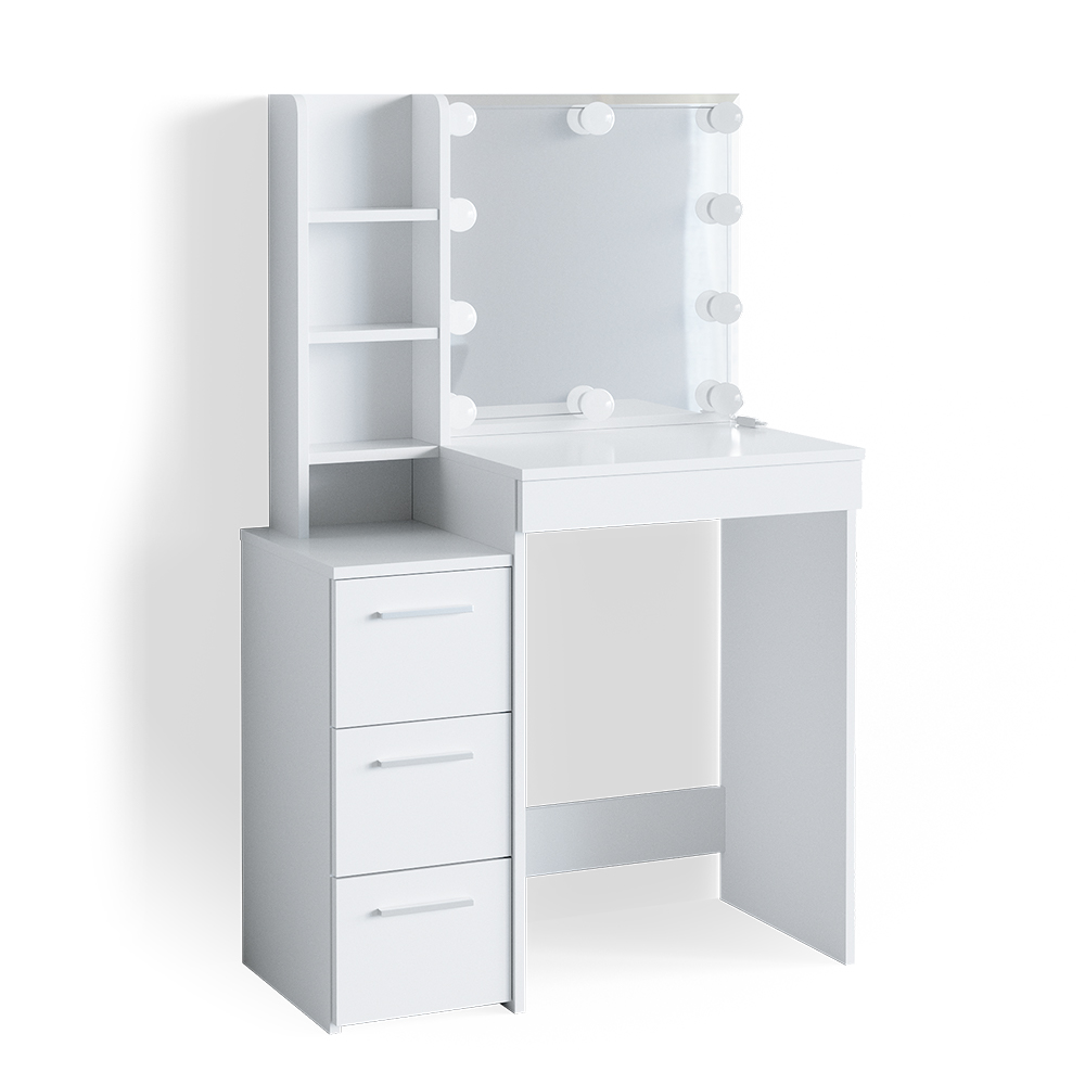 foto del prodotto tavolo da toeletta meryl, bianco, 79.9 cm con illuminazione a led vicco