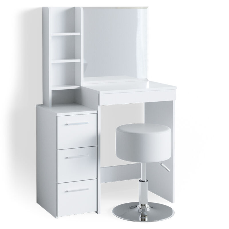 foto del prodotto tavolo da toeletta meryl, bianco, 79.9 cm con sgabello vicco