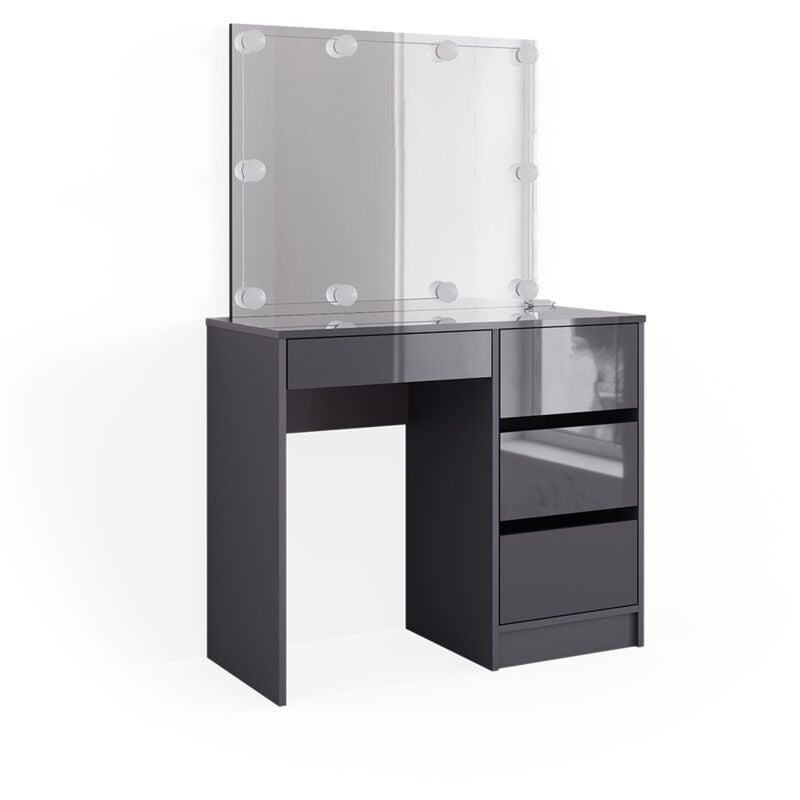 foto del prodotto tavolo da toeletta sherry, antracite, 90 cm con specchio e illuminazione a led vicco