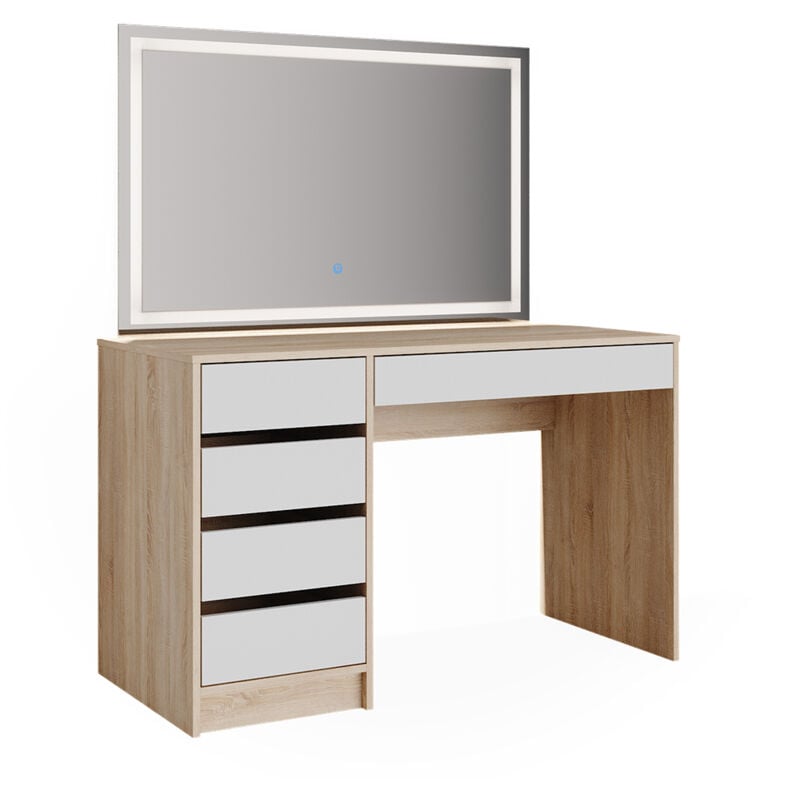 foto del prodotto tavolo da toeletta sherry, bianco sonoma, 120 cm con specchio a led vicco