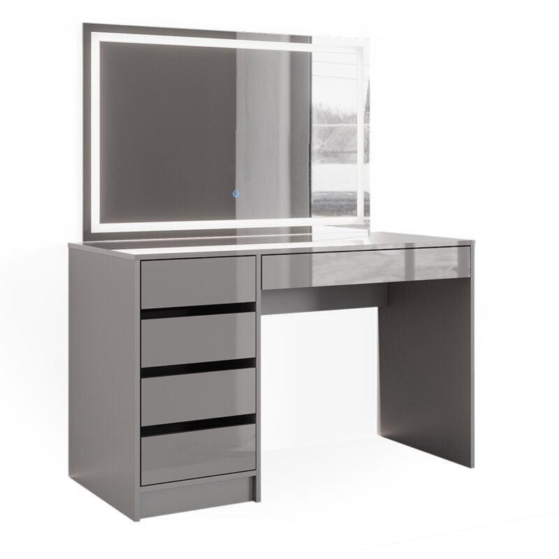foto del prodotto tavolo da toeletta sherry, grigio, 120 cm con specchio a led vicco