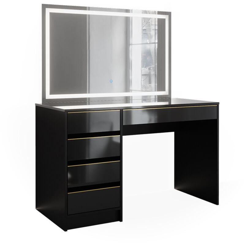 foto del prodotto tavolo da toeletta sherry, nero, 120 cm con specchio a led vicco