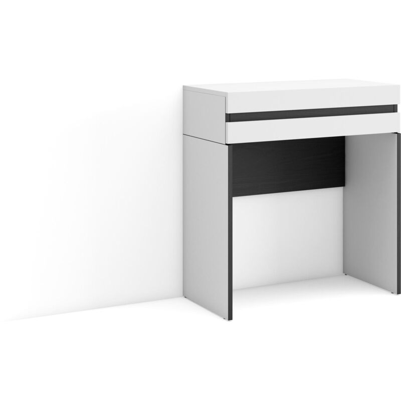 foto del prodotto tavolo da toeletta, tavolo da trucco, stoccaggio, 70x75x35 cm, con cassetto, camera da letto, stile moderno, bianco skraut home