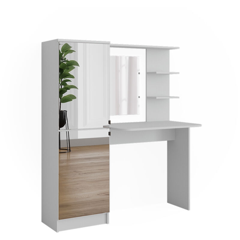 foto del prodotto tavolo da toilette jasmin, bianco, 123 cm con specchio vicco
