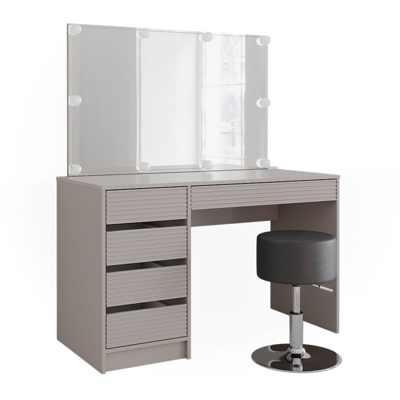 foto del prodotto tavolo da toilette sherry, cachemire, 120 cm con specchio, sgabello e illuminazione a led vicco
