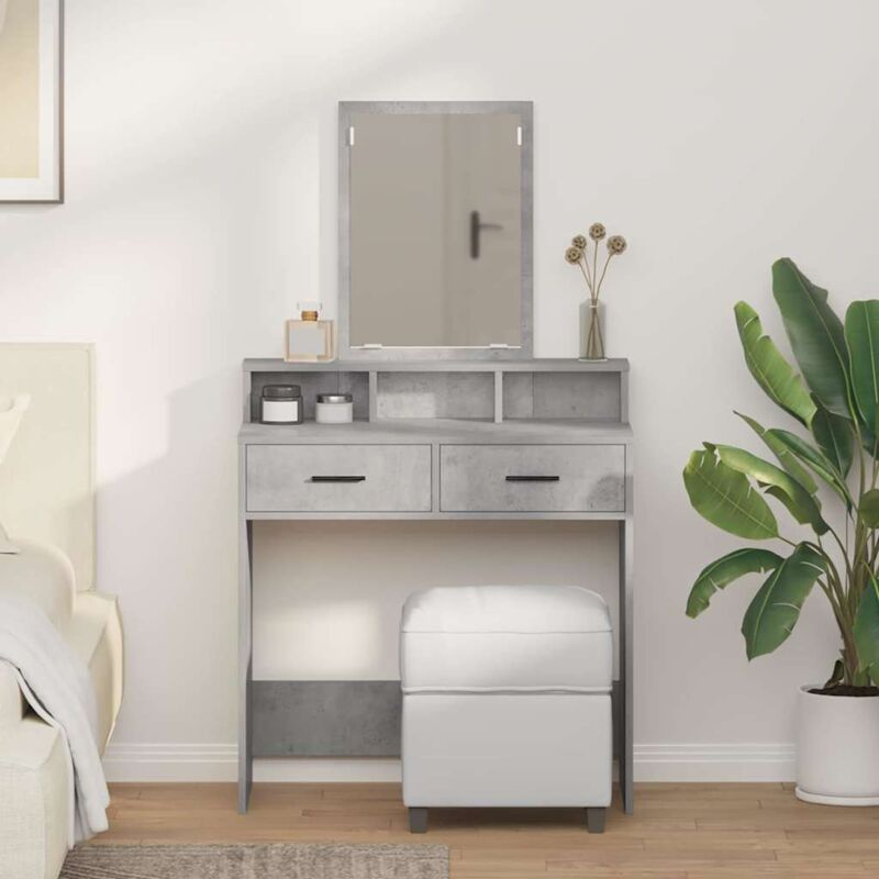 foto del prodotto tavolo da trucco con cassetti grigio cemento 79x41x140 cm vidaxl