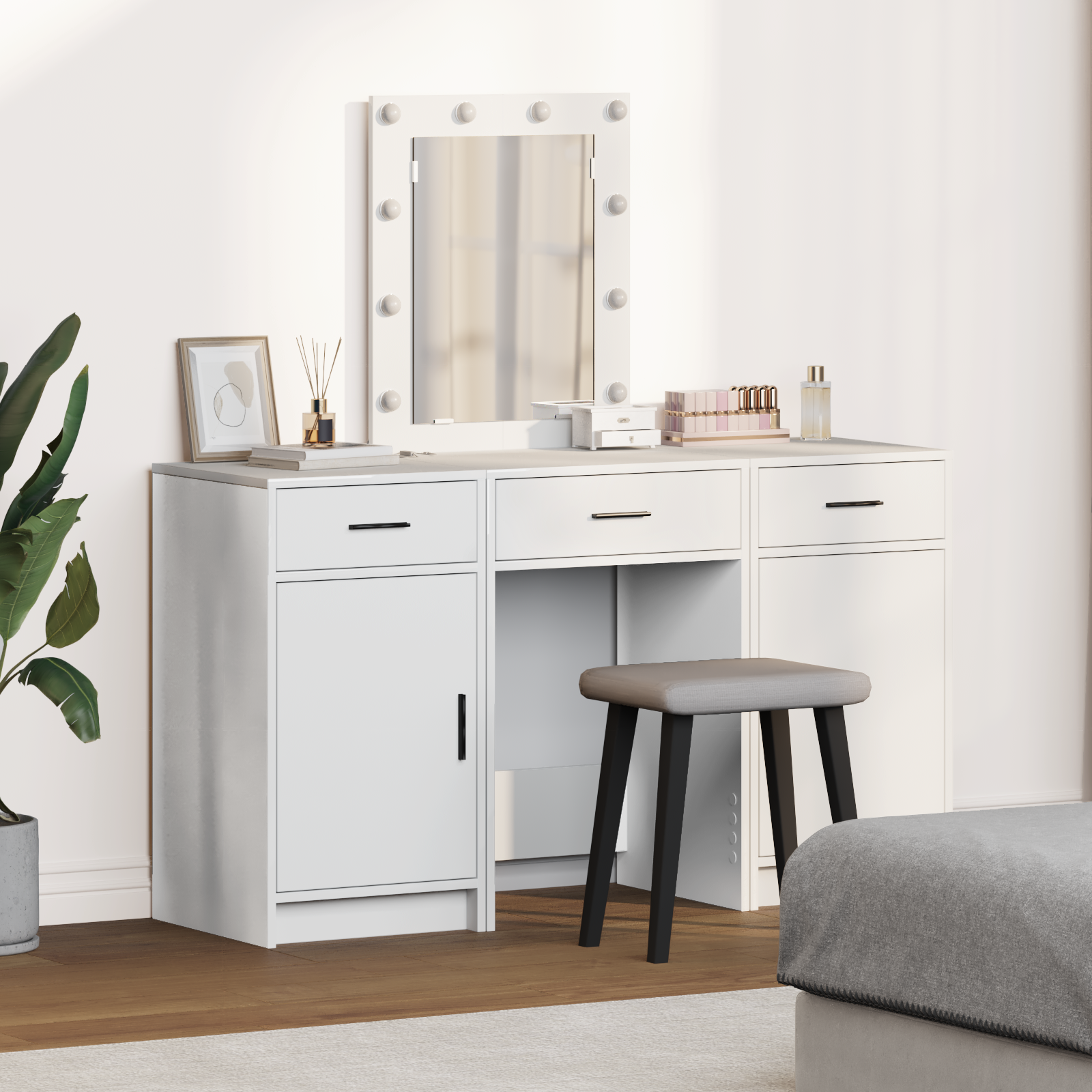 foto del prodotto tavolo da trucco con cassetto 3 pcs bianco 50 x 41 x 135 cm vidaxl
