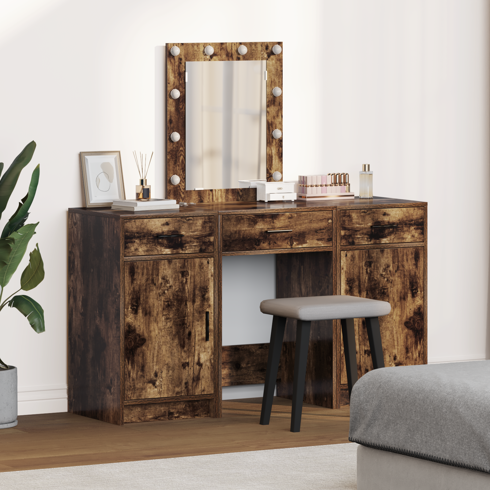 foto del prodotto tavolo da trucco con cassetto 3 pcs marrone 50 x 41 x 135 cm vidaxl