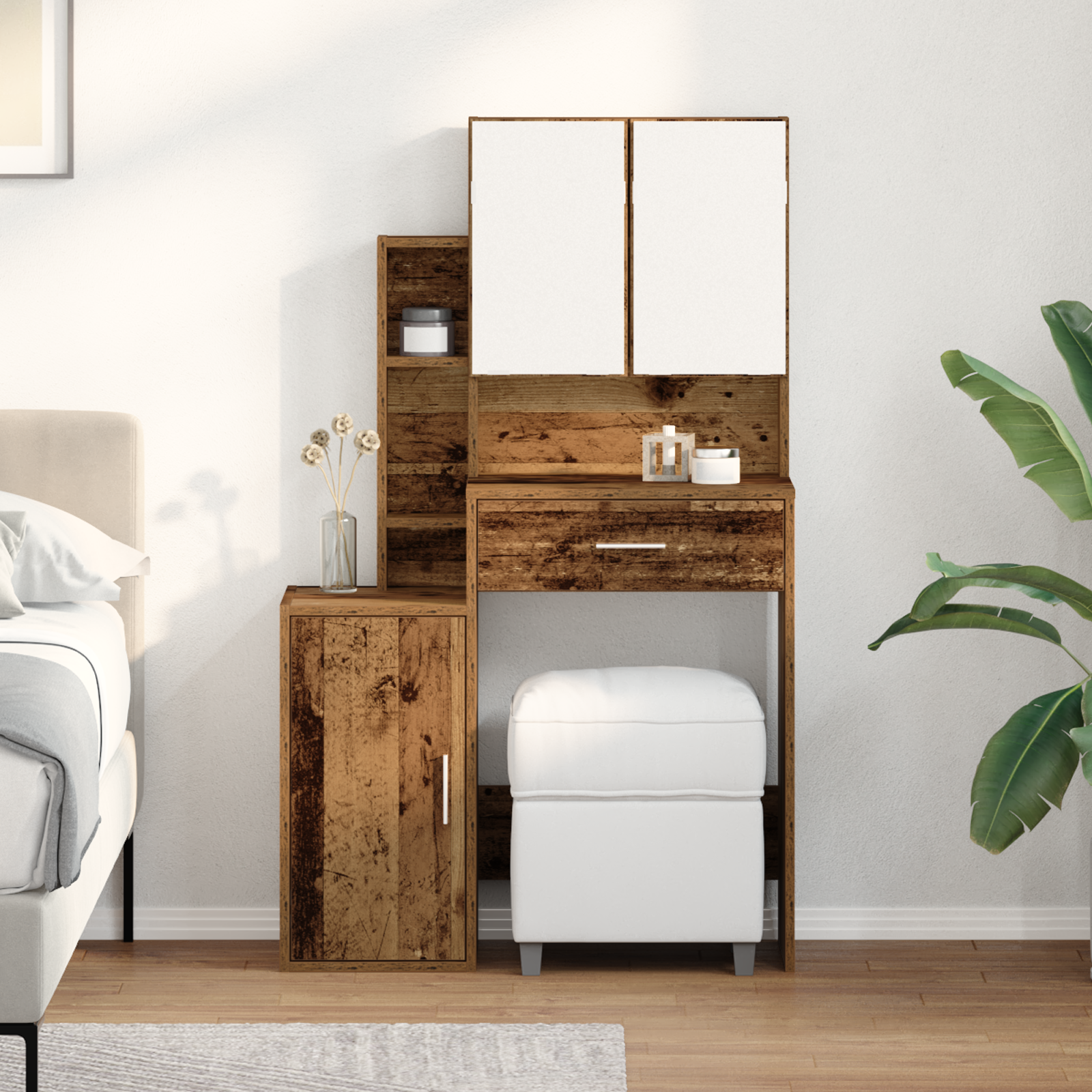 foto del prodotto tavolo da trucco con cassetto legno vecchio 80 x 35 x 132 cm vidaxl