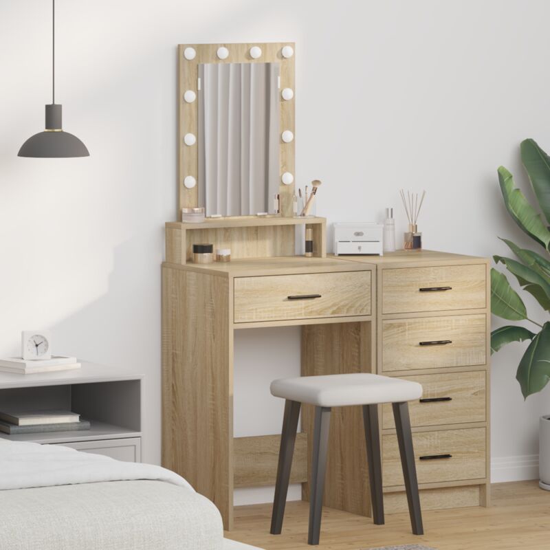 foto del prodotto tavolo da trucco marrone 50 x 41 x 140 cm legno multistrato - vidaxl