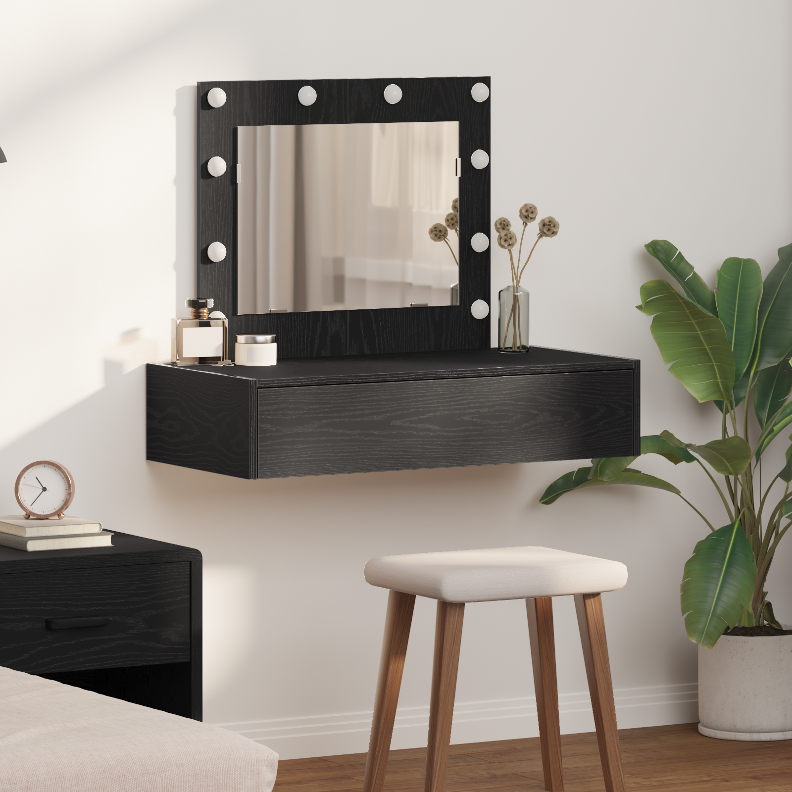 foto del prodotto tavolo da trucco nero 83 x 40 x 70 cm legno multistrato vidaxl