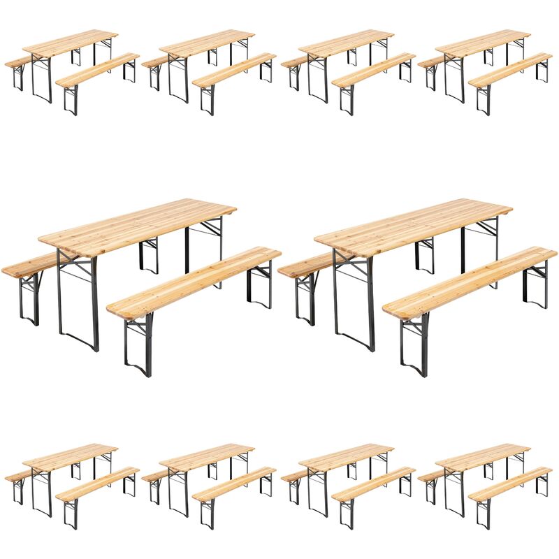 foto del prodotto tavolo e panche in legno set brasserie 180 cm lotto di 10