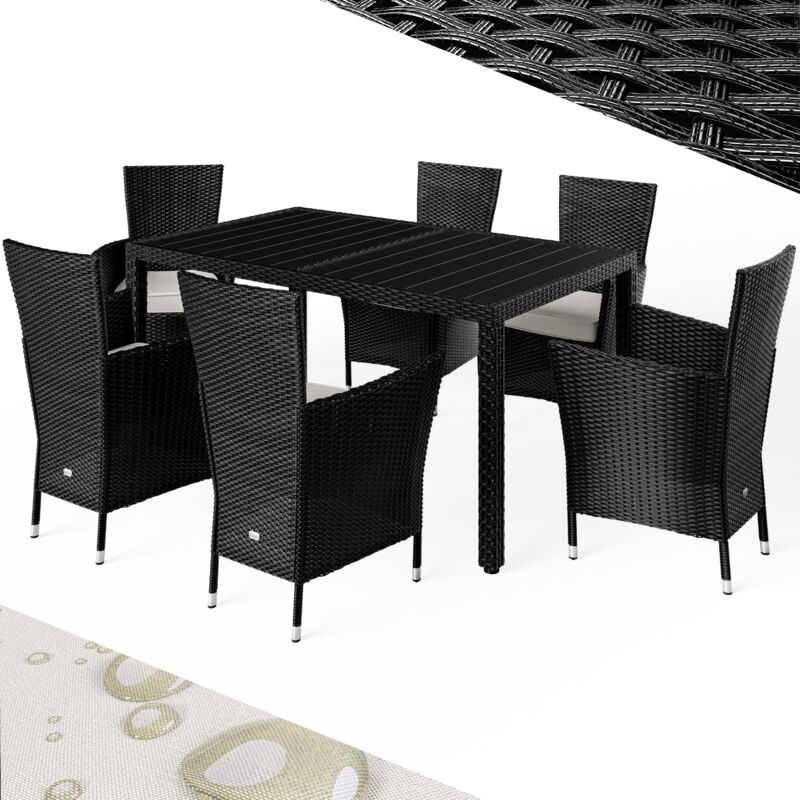 foto del prodotto tavolo e sedie da giardino rattan wpc cuscini 8 sedie impilabili set mobili da esterno arredamento giardino arredo giardino tavolo e sedie balcone