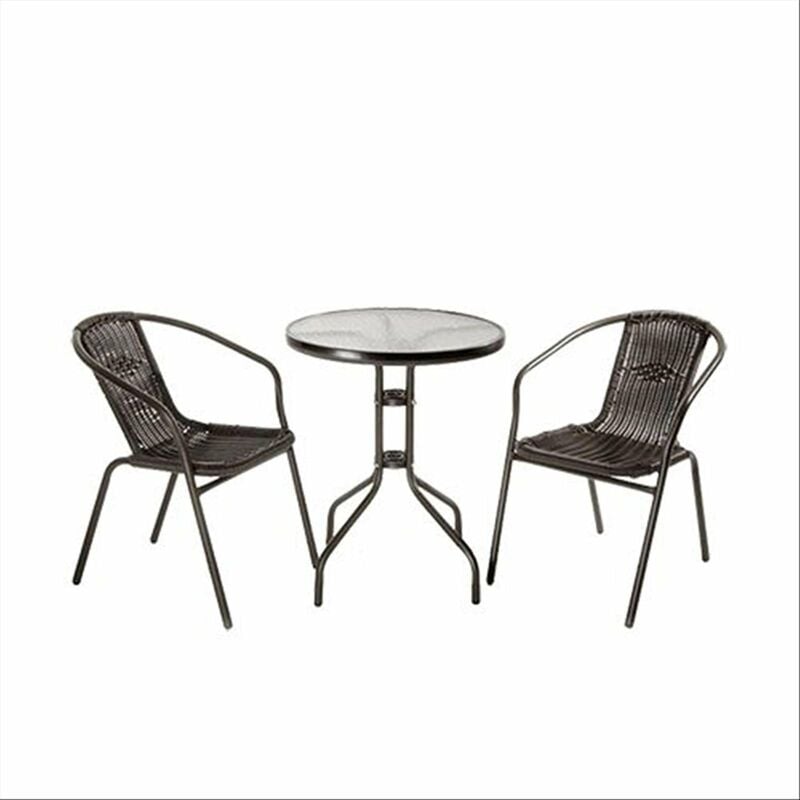 foto del prodotto tavolo e sedie in metallo e polyrattan achille 