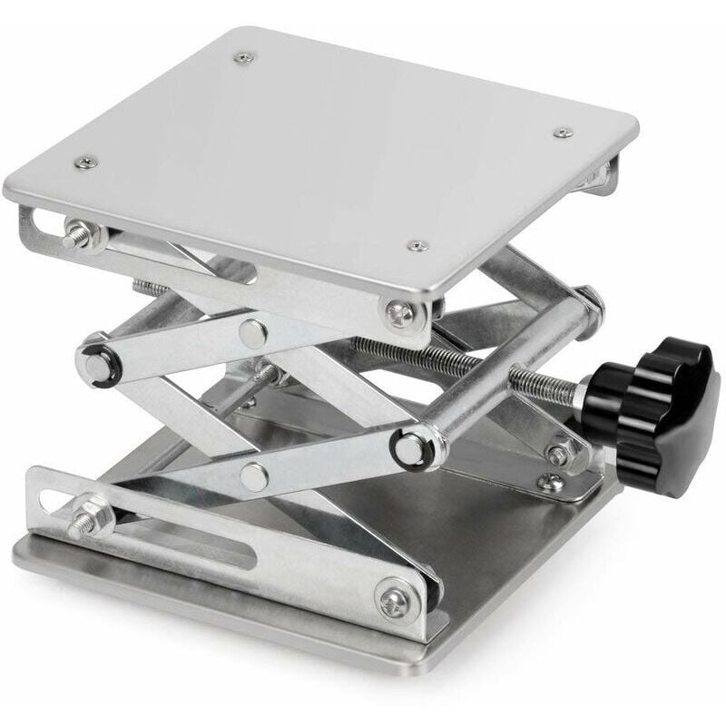 foto del prodotto tavolo elevatore da laboratorio, tavolo elevatore per piattaforma da laboratorio in acciaio inossidabile, 150 x 150 mm, altezza di sollevamento