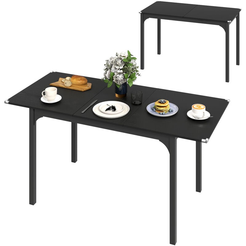 foto del prodotto tavolo espandibile rettangolare 4 6 posti allungabile da 120 160 cm nero homcom