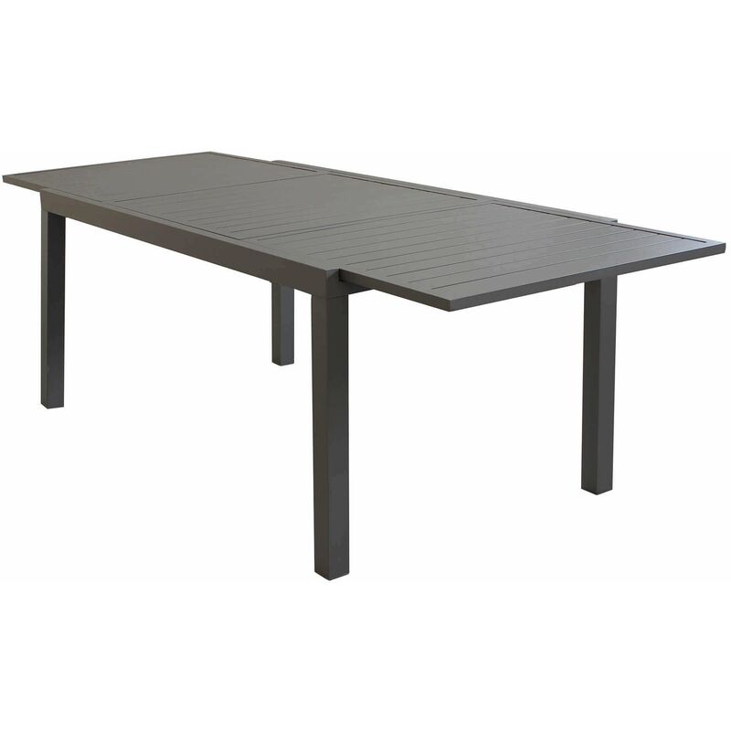 foto del prodotto tavolo estensibile 160/240 cm da esterno giardino con struttura in alluminio e piano in doghe dallas - grey