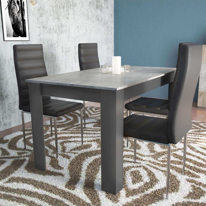 foto del prodotto tavolo estensibile di 160 200x90x74.5 cm per sala da pranzo cucina soggiorno di colore antracite e grigio scuro effetto cemento mod. gemma