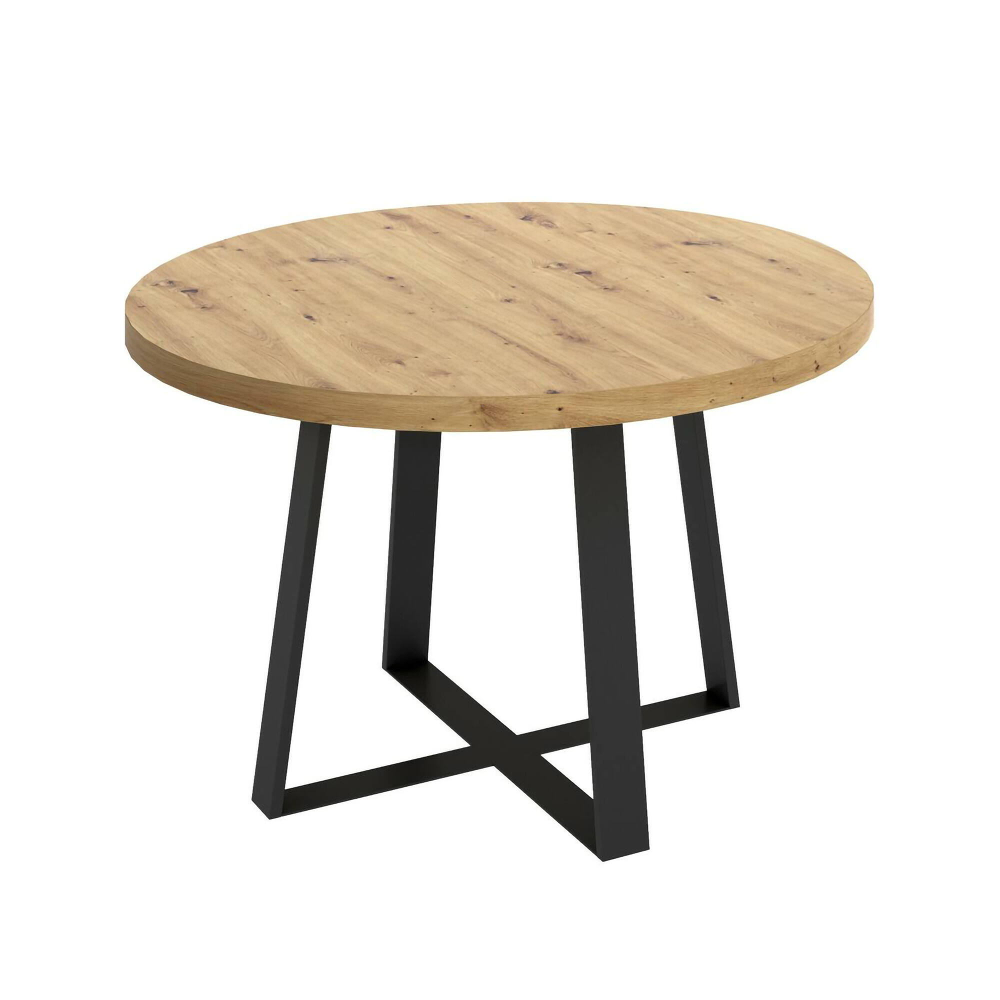 foto del prodotto tavolo fisso abal, tavolo da pranzo multiuso, tavolo rotondo da cucina o sala da pranzo, 120x120h75 cm, rovere nodi