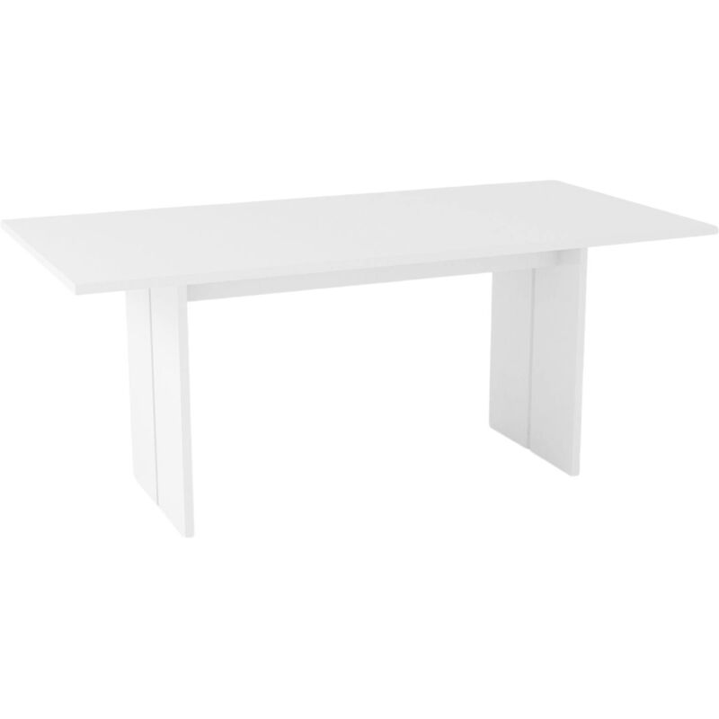 foto del prodotto tavolo fisso alibi, ripiano rettangolare di design, tavolo da cucina, 100 made in italy, cm 160x90h75, bianco lucido dmora