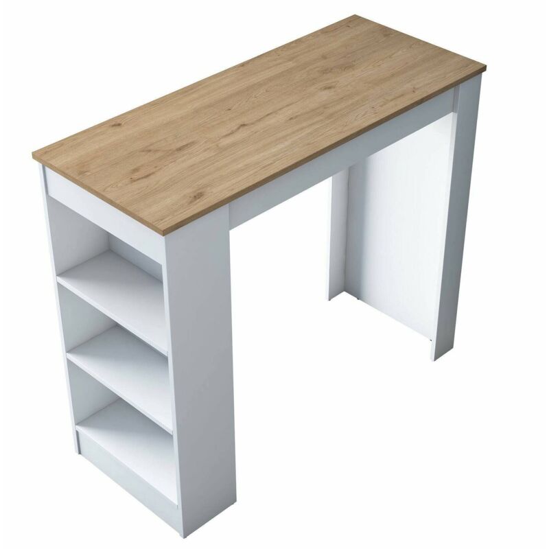 foto del prodotto tavolo fisso assan, ripiano da cucina, consolle per sala da pranzo, ripiano rettangolare fisso, 120x50h100 cm, noce e bianco dmora