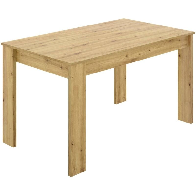 foto del prodotto tavolo fisso censo, tavolo da pranzo multiuso, tavolo rettangolare da cucina o sala da pranzo, 139x81h77 cm, rovere nodi, con imballo rinforzato