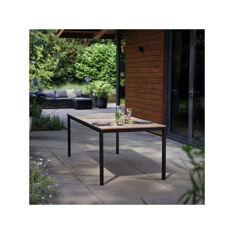 foto del prodotto tavolo fisso da giardino keter porto 160 cm effetto legno struttura grafite k260567kj55kk