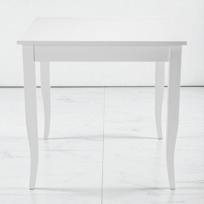 foto del prodotto tavolo fisso in legno con gamba a sciabola ristorante 80x80 bianco