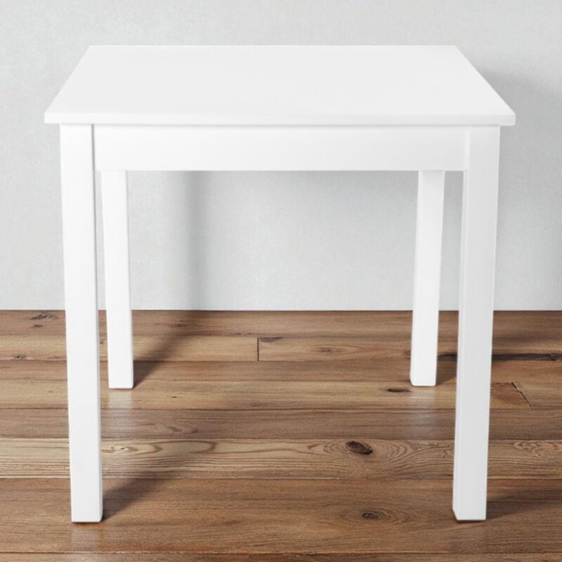foto del prodotto tavolo fisso in legno con gamba quadrata ristorante misura 80x80 bianco