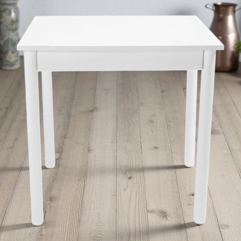 foto del prodotto tavolo fisso in legno con gamba tonda ristorante misura 90x90 bianco