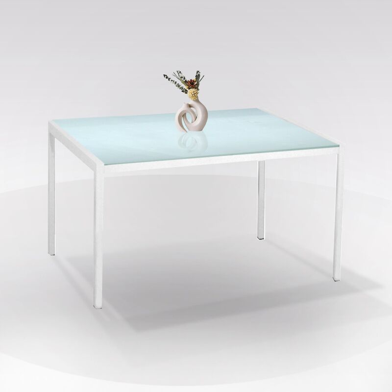 foto del prodotto tavolo fisso mod. emily cm 110x70 bianco e vetro temperato