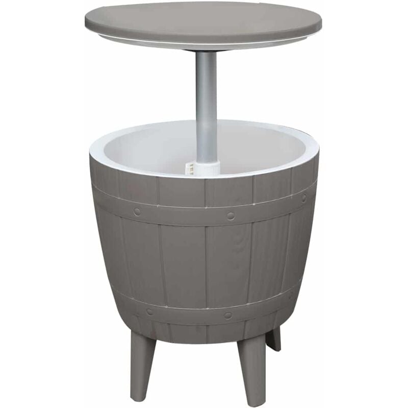 foto del prodotto tavolo frigo in resina da giardino cosmopolitan beige gardiun capacit 37 l 48,5x48,5x57 82 cm 3 in 1 tavolino, frigorifero e sgabello grigio