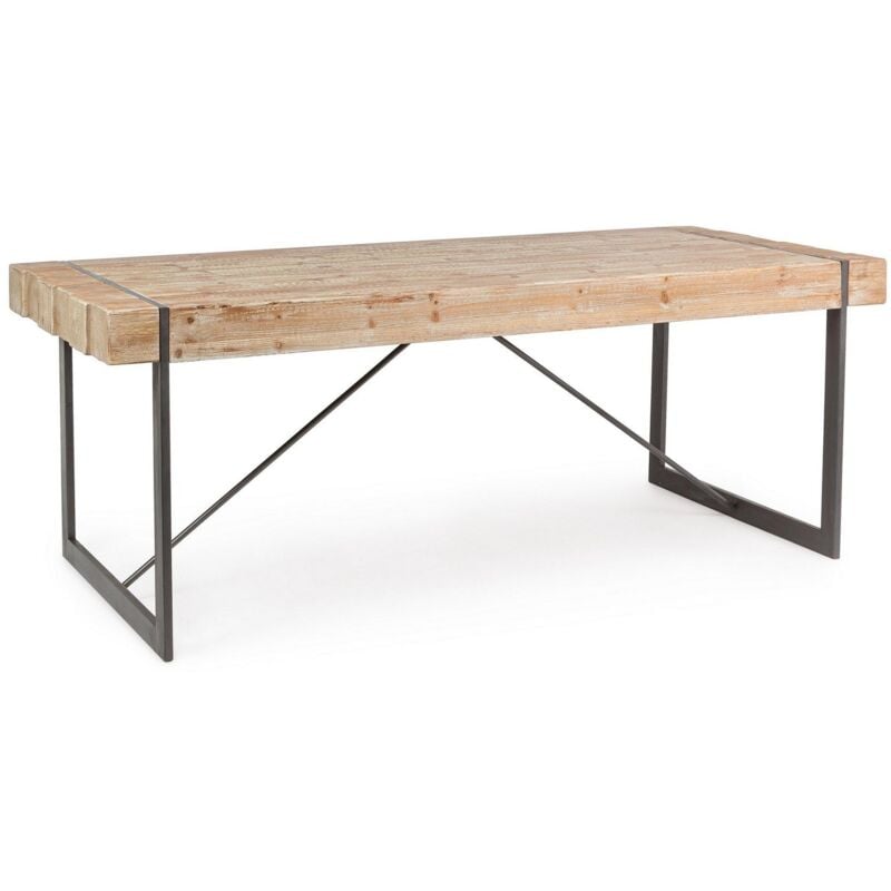 foto del prodotto tavolo garrett rettangolare, con gambe, piano in legno di abete, stile industriale 200 x 90 cm